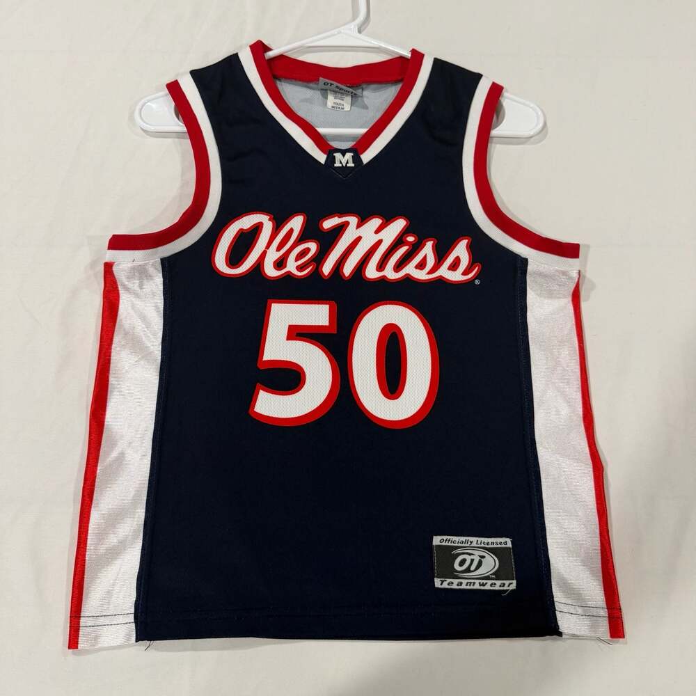 OT Sports Ole Miss Rebels Youth Basketball Jersey Number 50 Navy Blue